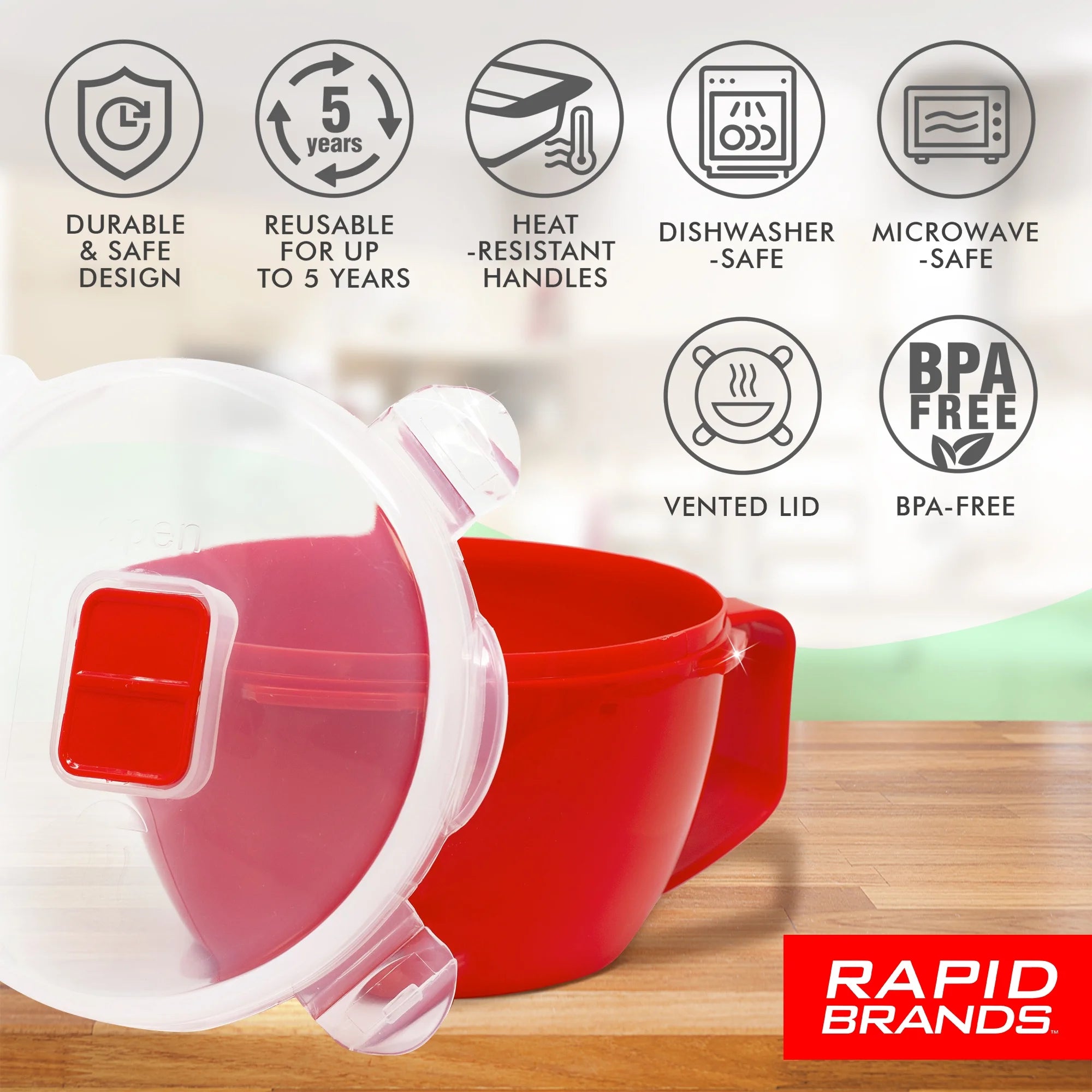 Red Microwaveable BPA-Free Soup Bowl T419