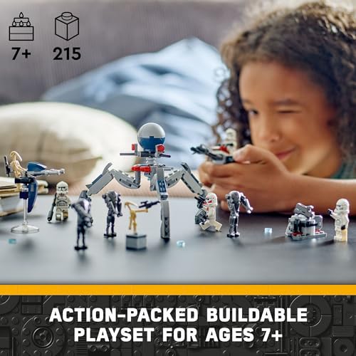 LEGO Star Wars Clone Trooper & Battle Droid Battle Pack Set, Buildable Toy Speeder Bike Vehicle, Tri-Droid and Defensive Post, 75372 D933553