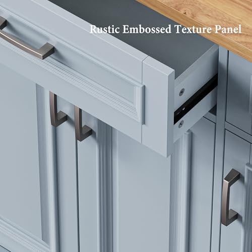 Green Large Kitchen Island with 2 Drop Leaf, 3 Drawers, 55.7" B9614