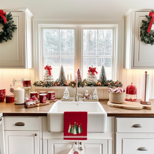 Red Xmas Tree Kitchen Towels Set of 2 H5259