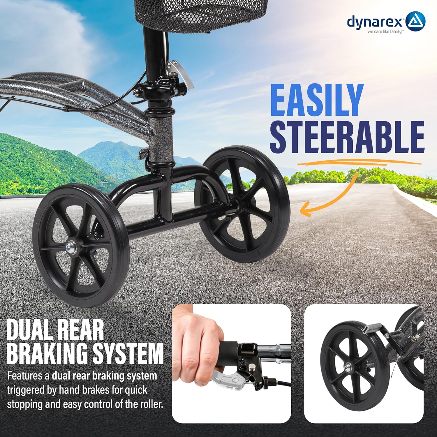 Silver Steerable Knee Walker with Basket J1914