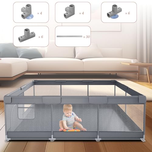 Extra Large 74" x 50" Baby Playpen with Breathable Mesh M116