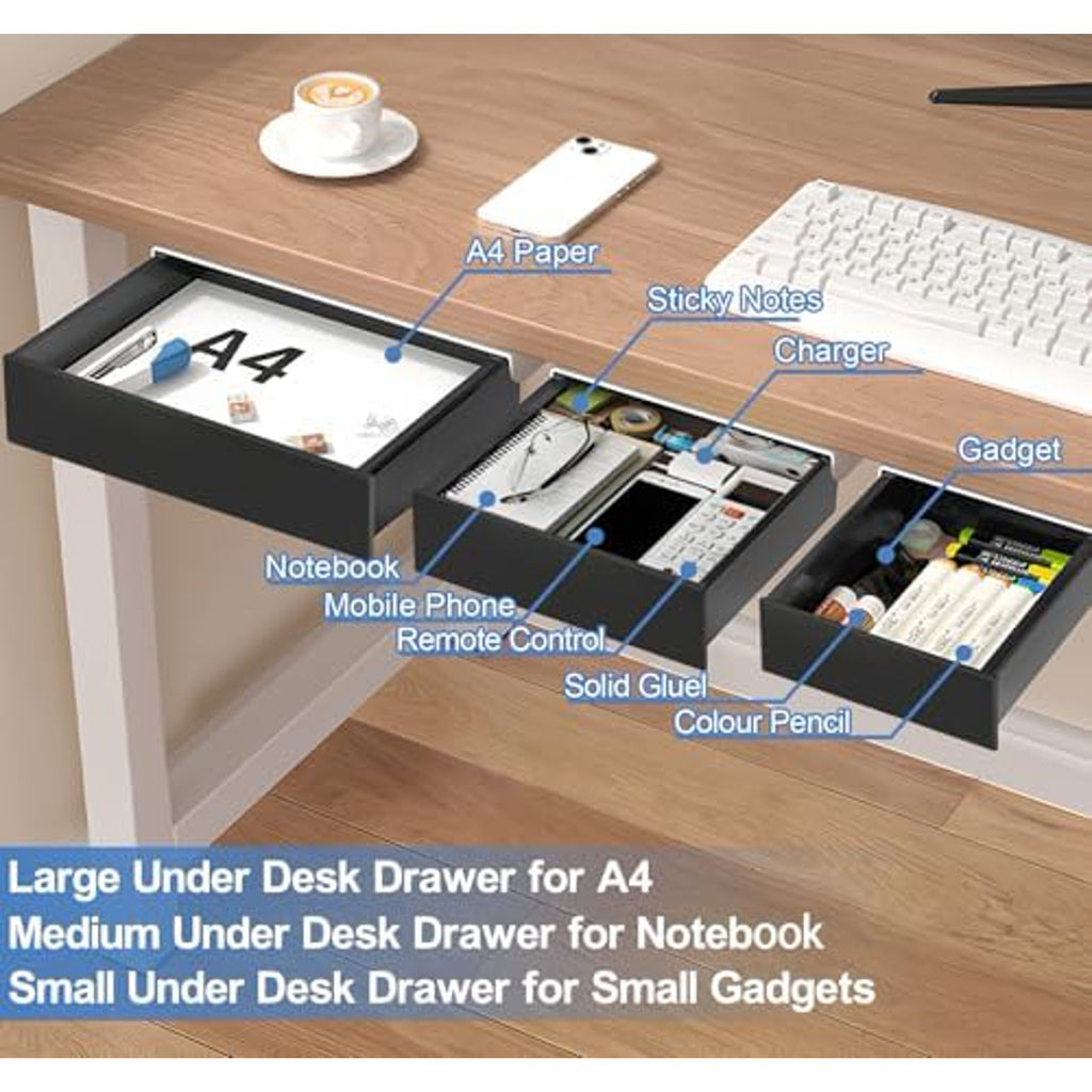 3 Pack Slide Out Desk Drawers, Black V240285
