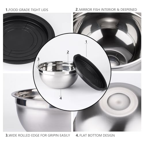 26 PCS Stainless Steel Nesting Black Mixing Bowls Set Y300531