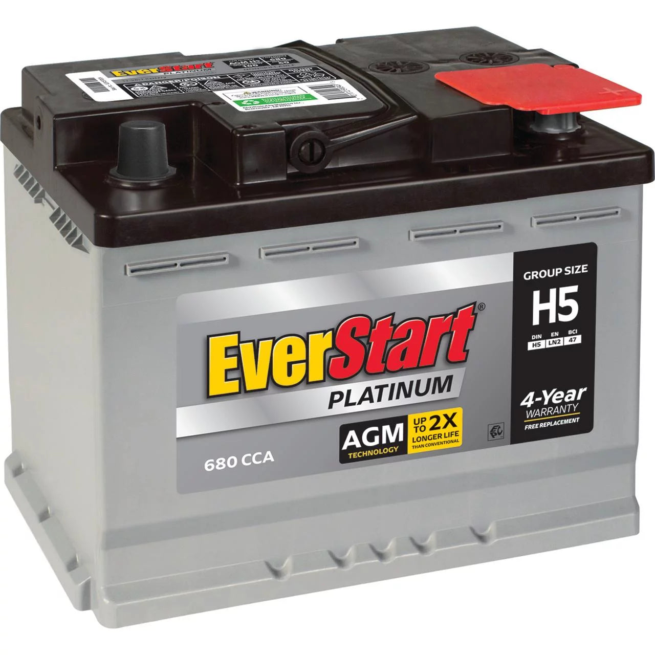 AGM Automotive Battery, Group Size H5 / LN2 / 47 12 Volt, 680 CCA H1800