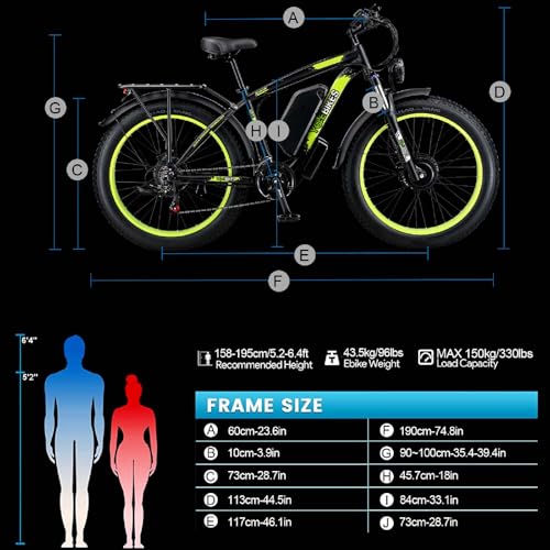 2000W Electric Bike with 48V 20AH Battery 26x4.0 Fat Tire Mountain E Bike Dual Motor 21-Speed Dual Hydraulic Disc Brake H79062