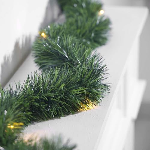 30 Feet 50 LED Battery Operated Pre-Lit Green Garland M3497