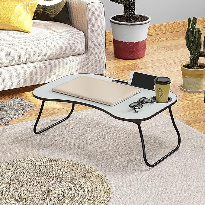 Gray Foldable Laptop Table with Cup Holder H9940