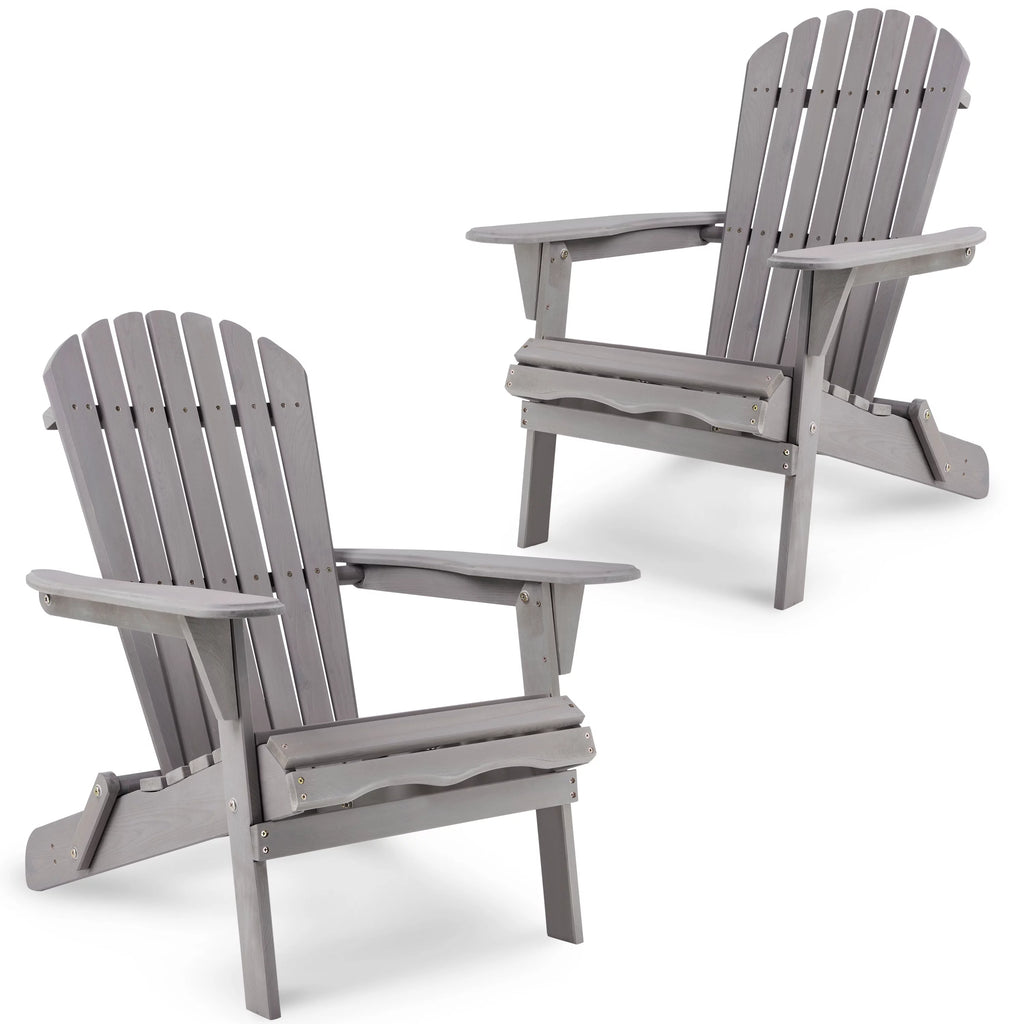 Gray Wooden Folding Adirondack Chair Set of 2 W632829