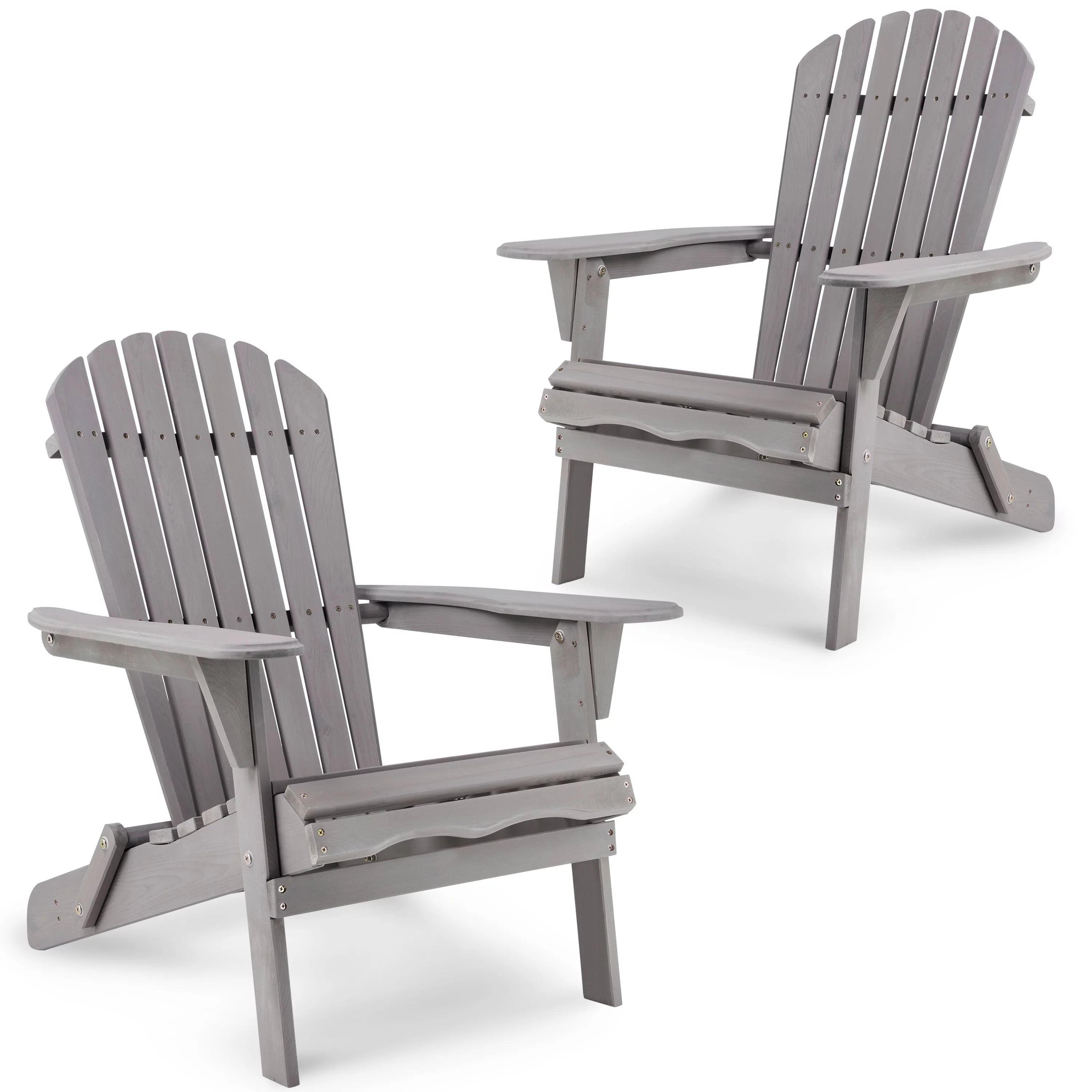 Gray Wooden Folding Adirondack Chair Set of 2 W632829