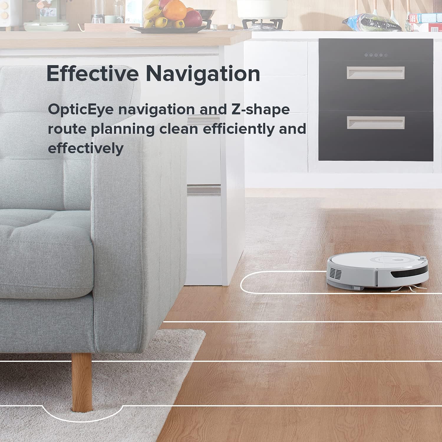 White Robot Vacuum Cleaner with 2500Pa Suction I225