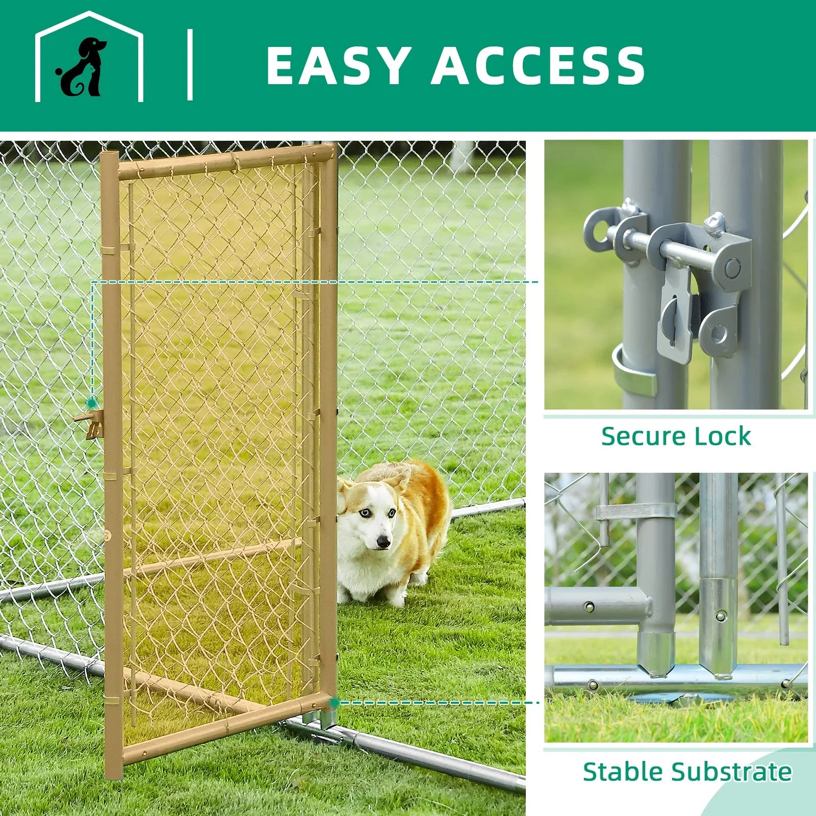 Large Outdoor Dog Kennel with Galvanized Chain Link L9466