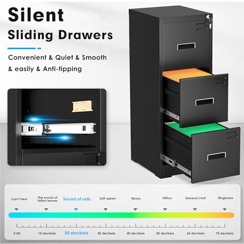 Black 2 Drawer Locking Metal File Cabinet V5690
