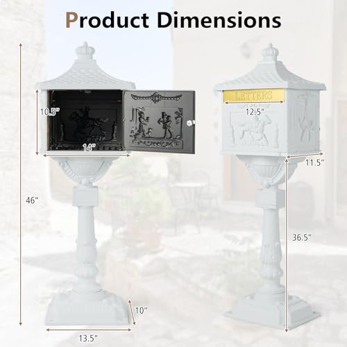 Black Cast Aluminum Locking Mailbox with Post M8298