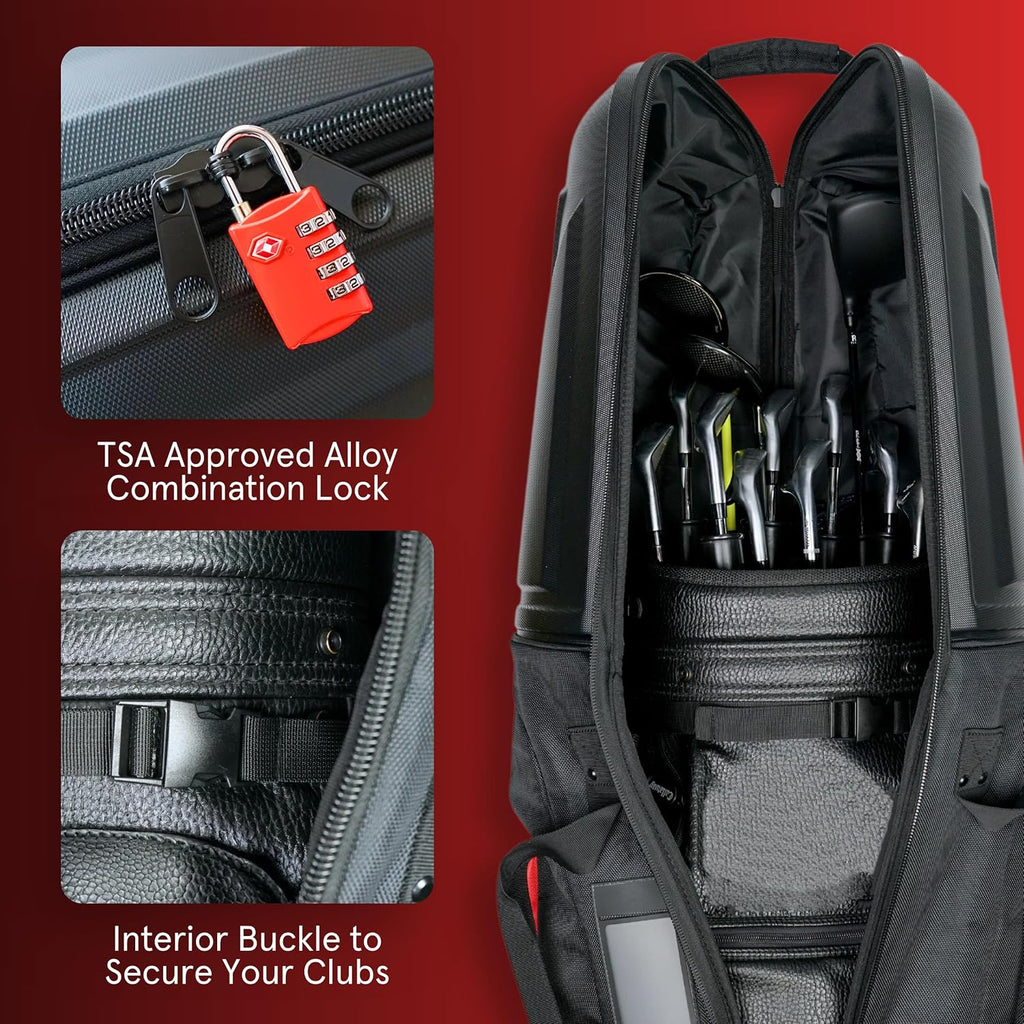Golf Travel Bag with Hard Case Top and TSA Lock D137905
