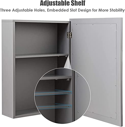 Grey Wall Mounted Mirror Medicine Cabinet with Adjustable Shelf K337
