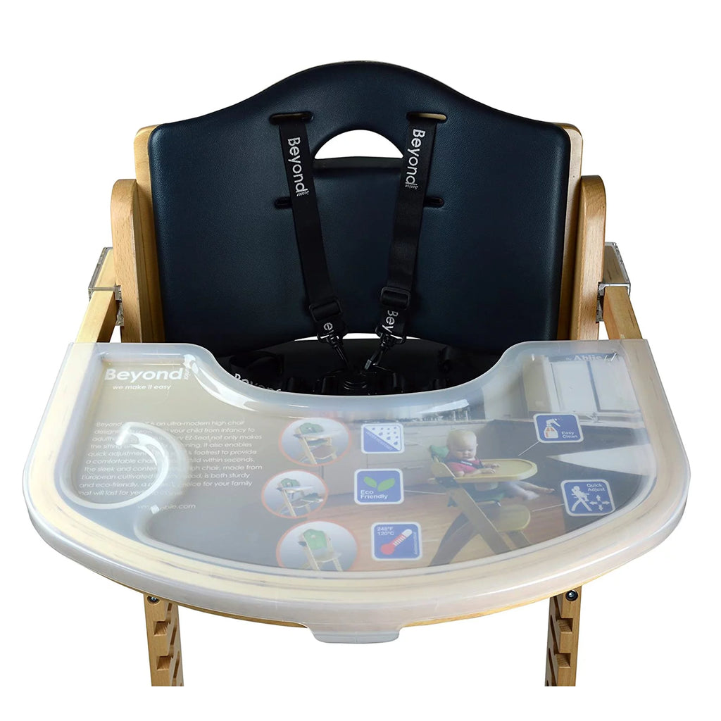 Natural Wood Black Cushion Adjustable Wooden High Chair with Tray S258