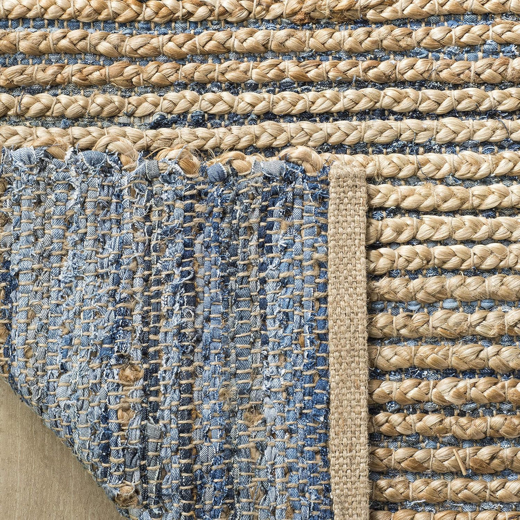 Natural & Blue Handmade Jute Accent Rug N367614