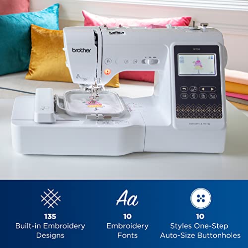 Sewing and Embroidery Machine, Computerized, 4" x 4" Hoop Area, White A796
