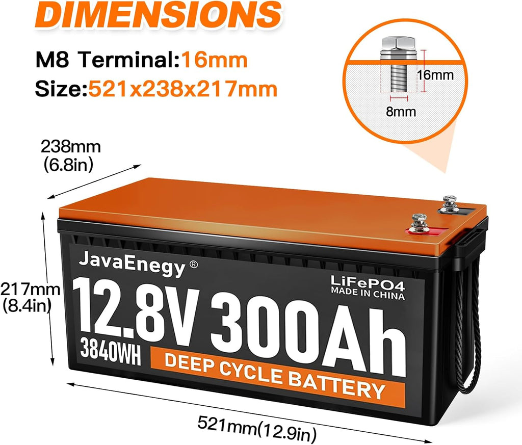 12V 300Ah LiFePO4 Lithium Battery with 200A BMS D906