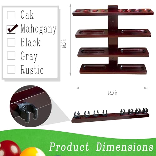 Wall-Mounted Hardwood Pool Stick Holder for 8-Cue Storage P879212