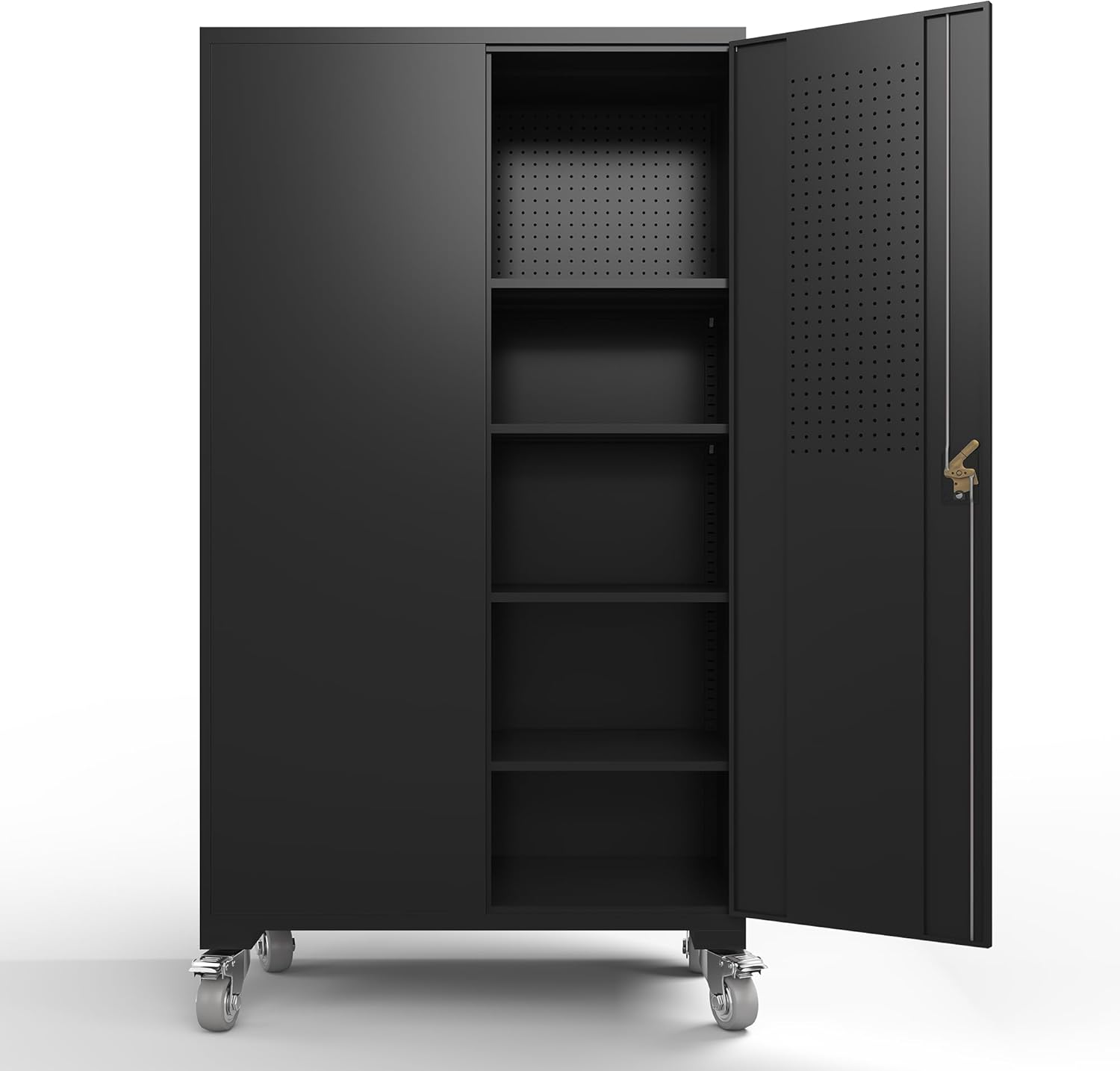 Black 72 Inch Metal Storage Cabinet with 4 Adjustable Shelves J307524