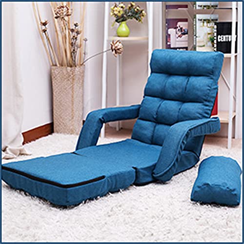 Blue Adjustable Folding Chaise Lounge Sofa with Armrests and Pillow B142