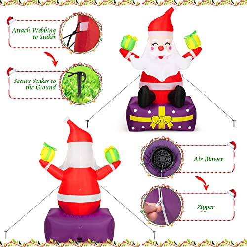 Inflatable Santa Claus with Gift Boxes LED Lights Yard Decor J288