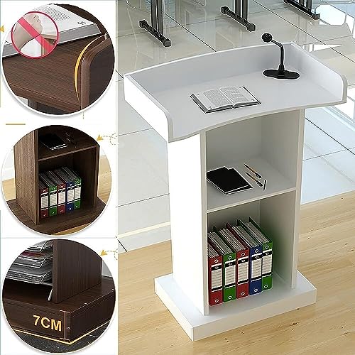 Wood Stand Floor Standing Podium with Storage Shelf O176934