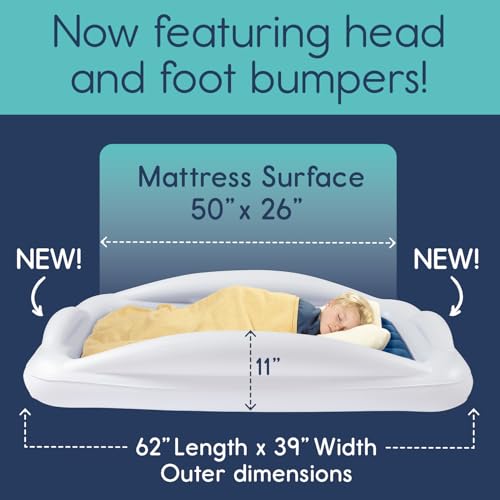 Navy Blue Inflatable Toddler Travel Bed with Safety Bumpers E38280