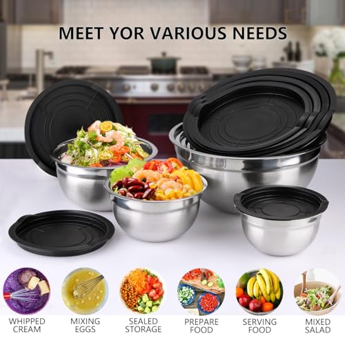 26 PCS Stainless Steel Nesting Black Mixing Bowls Set Y300531