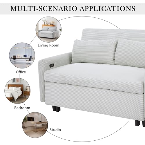 Blue Grey Corduroy 4 in 1 Convertible Sofa Couch Bed K625