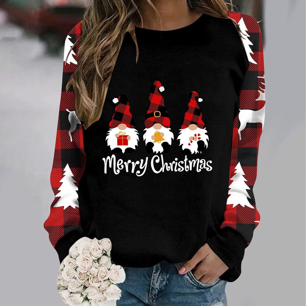 Black Plus Size Crewneck Christmas Sweatshirt S1195