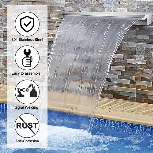 Stainless Steel Rectangular Pool Waterfall Spillway 17.7 Inch H51125