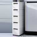 White 5 Drawer Plastic Storage Cabinet with Wheels Z682