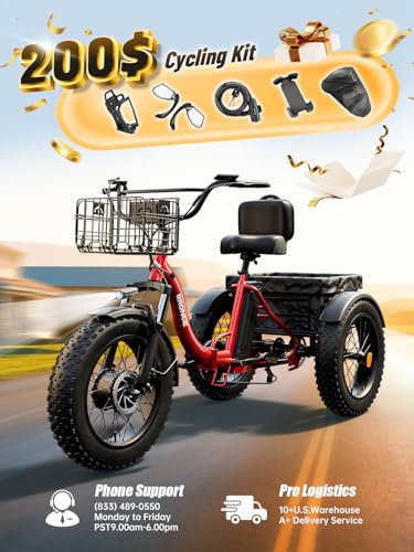 Electric Trike 20" Fat Tire 3 Wheel Folding Electric Tricycle R3621