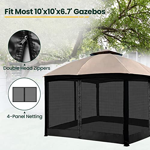 Black 10' x 10' 4-Panel Mosquito Netting with Zippers N390042