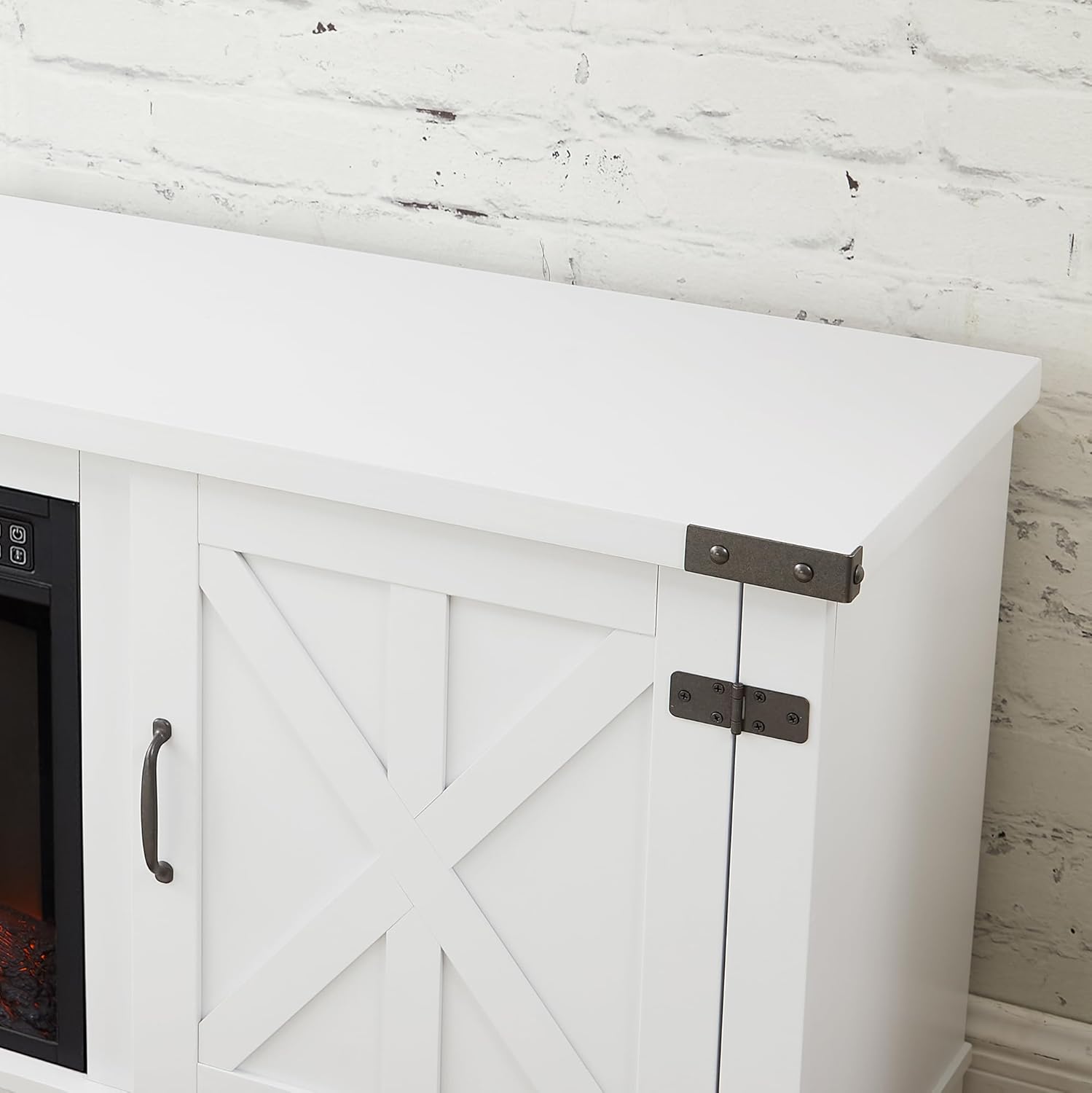 White Large Fireplace TV Stand with 23" Fireplace Insert C39890