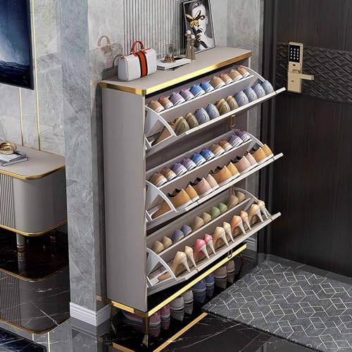 Slim 4 Layer Shoe Storage Cabinet with Flip Down Drawers G20765