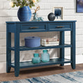Navy Blue 42'' Solid Wood Console Sofa Table with 2 Drawers and 2 Shelves D790