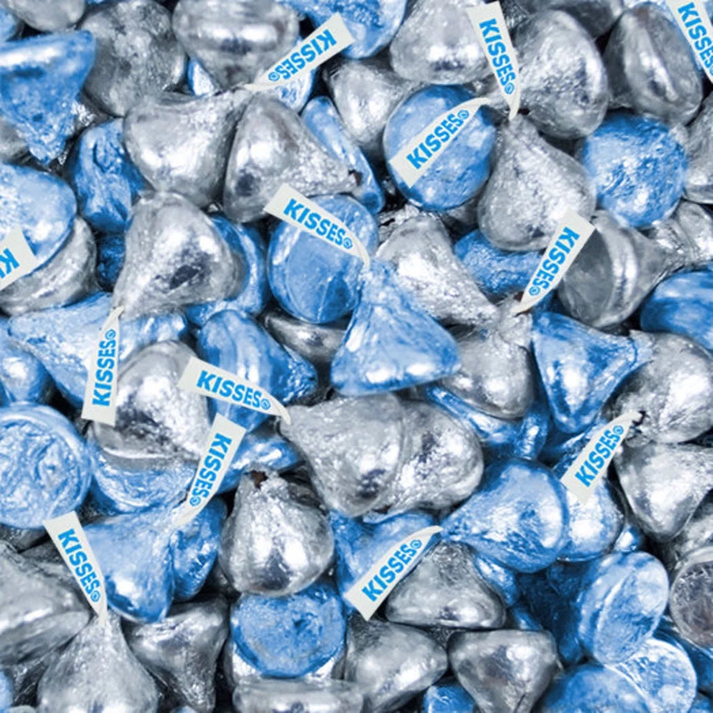 2 lb Light Blue & Silver Hershey's Kisses Candy W6335