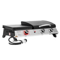 3 Burner Propane Gas Grill and Griddle Combo with Lid, Silver & Black J183