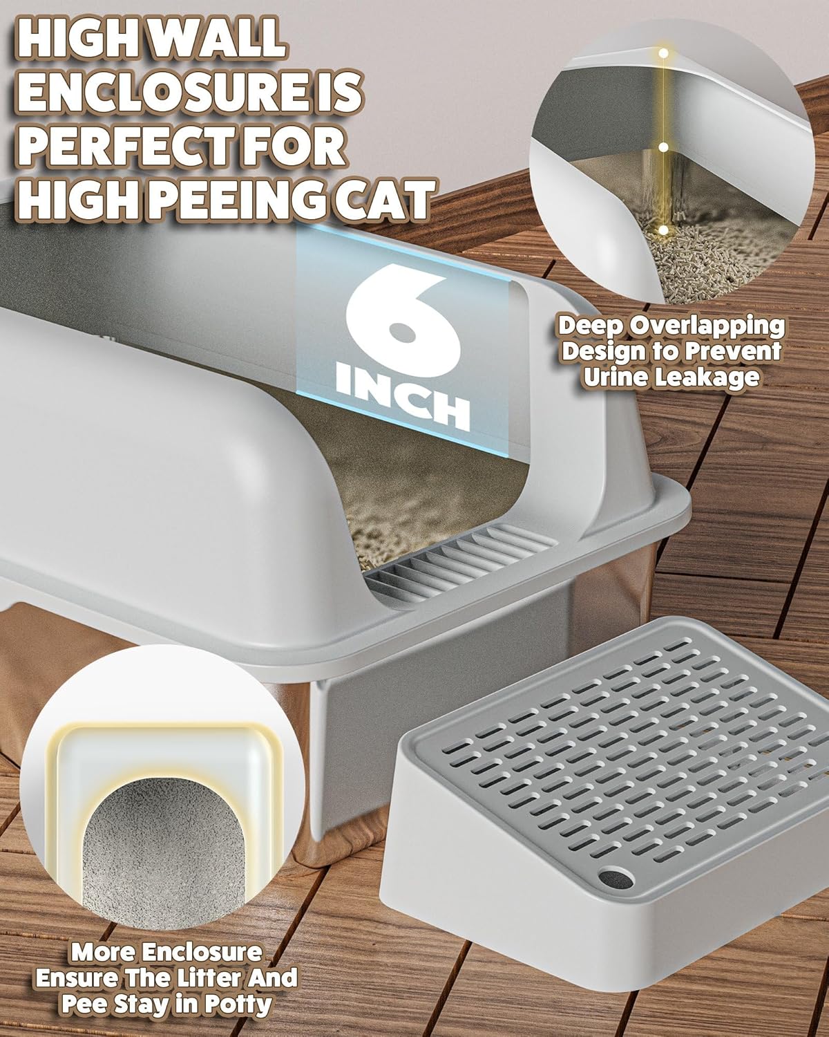 Extra Large Stainless Steel Cat Litter Box with Lid H277550