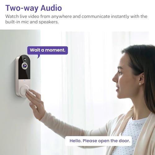 Black 1080P Wireless Video Doorbell Camera with Night Vision E3168