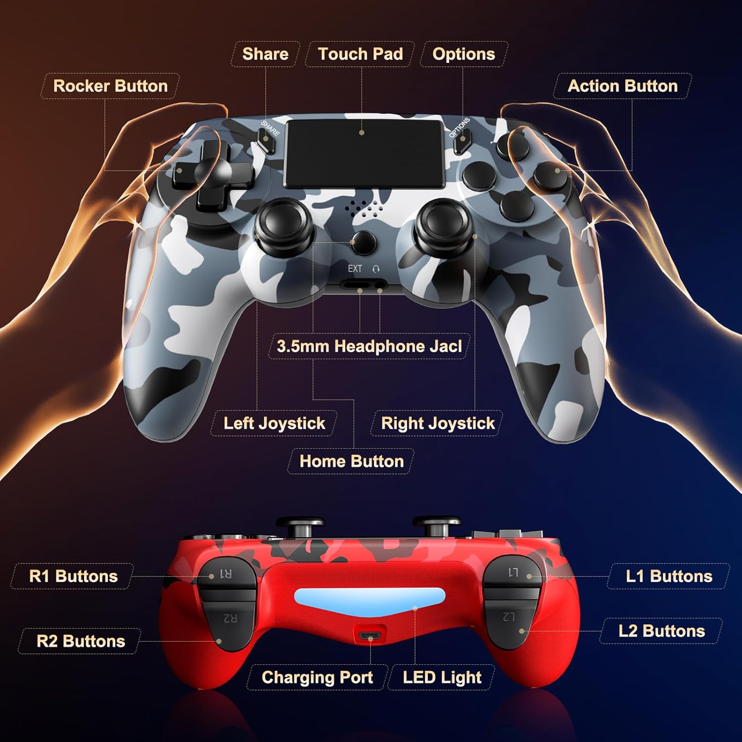 2 Pack Wireless Controller for PS4 J510