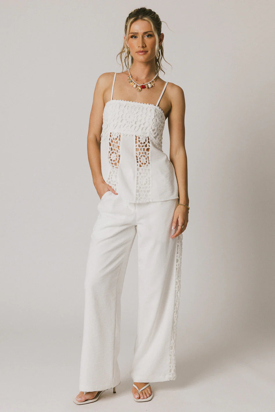White Crochet Pants R176605
