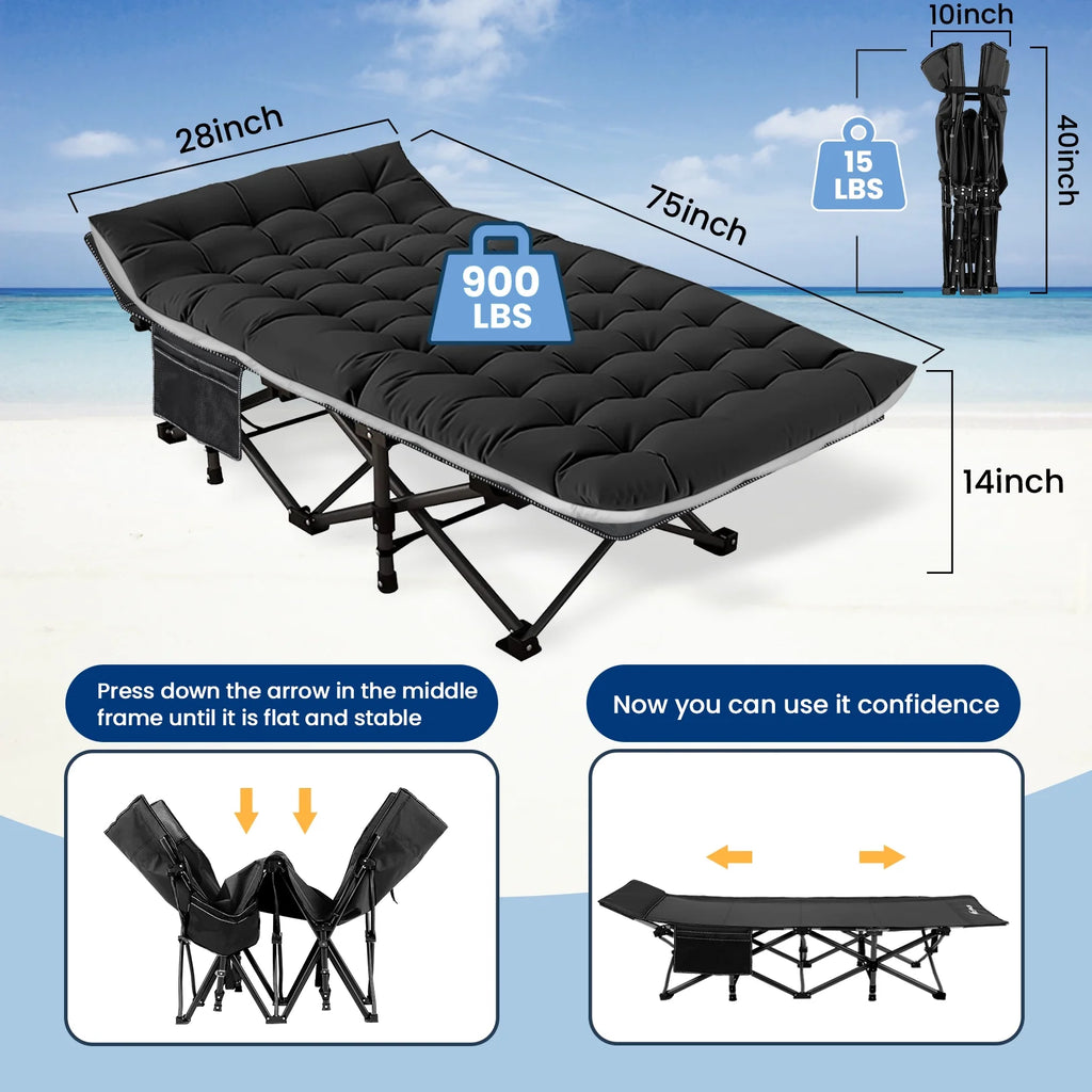 Portable Folding Bed with Removable Thick Mattress and Carry Bag D43670