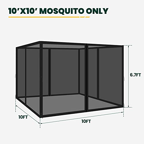 Black 10' x 10' 4-Panel Mosquito Netting with Zippers N390042
