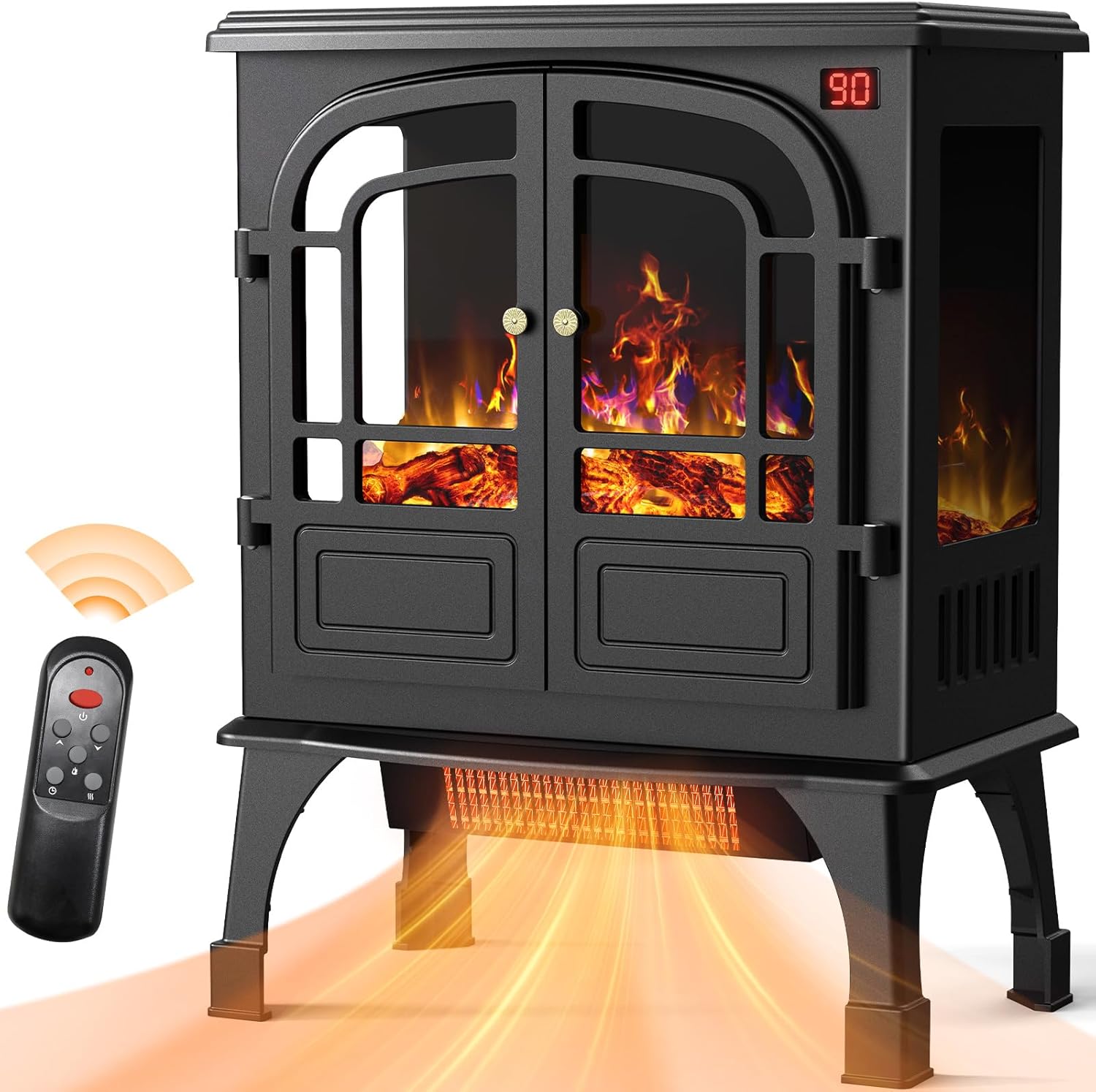24'' Electric Fireplace Heater with Remote Control, 3D Realistic Flame, 750/1500W M172899