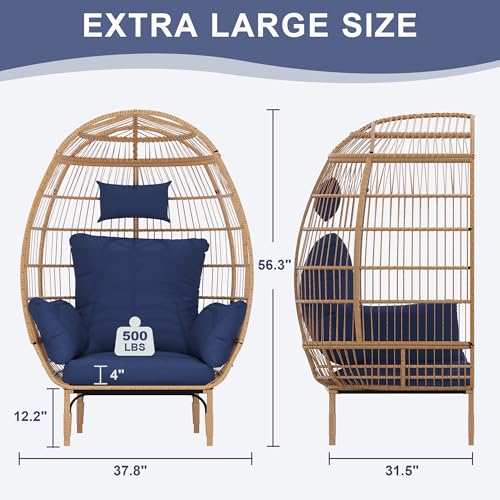 Oversized Wicker Egg Chair with 5 Cushions L157099
